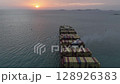 Aerial view container ship logistic container cargo, Global business container cargo freight shipping commercial trade logistic transportation international container, Container cargo freight ship. 128926383
