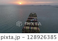 Aerial view container ship logistic container cargo, Global business container cargo freight shipping commercial trade logistic transportation international container, Container cargo freight ship. 128926385