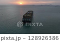 Aerial view container ship logistic container cargo, Global business container cargo freight shipping commercial trade logistic transportation international container, Container cargo freight ship. 128926386