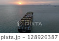 Aerial view container ship logistic container cargo, Global business container cargo freight shipping commercial trade logistic transportation international container, Container cargo freight ship. 128926387