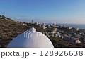 Aerial view moving around the cross of Stella Maris chapel monastery ,Haifa,video footage (circle mode) 128926638
