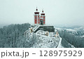 Banska Stiavnica Calvary, beautiful hill with a baroque style building, 4k 128975929