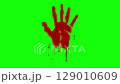 Red liquid drips from the handprint 129010609