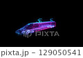 Digital futuristic high-speed train. Future logistics, modern technology transport. Abstract 3d blue and purple with connected dots. Digital technology visualization of 3d 129050541