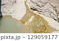 water flows in mountain stream, close-up, slow motion 129059177