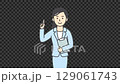 Animation of a female businessman in a suit pointing 129061743