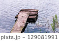 Wooden dock on lake. 129081991