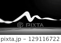 Dynamic white wave oscillates across black space reflecting sound rhythm music minimalism energy pulse contemporary frequency focus and creative modern concepts 129116722