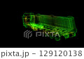 Lorry truck. Glow green points and line formation of 3d Truck. 4k animation 129120138