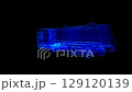 Lorry truck. Glow points and line formation of 3d Model Truck. 4k animation 129120139