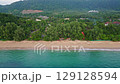 Aerial drone view of Ko Lanta island. Fly near coastline and famous long beach, turquoise water and white sand. Concept of vacation and relax in tropical paradise 129128594