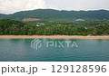 Aerial drone view of Ko Lanta island. Fly near coastline and famous long beach, turquoise water and white sand. Concept of vacation and relax in tropical paradise 129128596