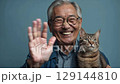 Grandpa on a video call - AI-generated image 129144810