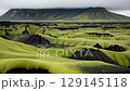 An otherworldly landscape of a moss-covered volcanic plateau 129145118