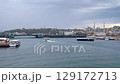 Coastal cityscape of Istanbul,Turkey. Galata Bridge and tour ferry boats. High quality FullHD footage 129172713