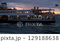 Ferry boat on sunset sea surface in Marmara Sea, Turkey. High quality FullHD footage 129188638