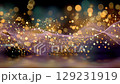 Abstract digital illustration featuring vibrant waves of light and shimmering bokeh effects, creating a mesmerizing atmosphere of color and movement for artistic backgrounds 129231919