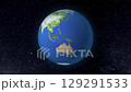 Earth globe spinning and then disintegrating on moving stars background 129291533