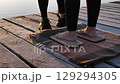 Woman Stands On Nails Of Sadhu Board on nature 129294305