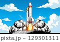 Rocket launch. Illustration 129301311