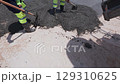 Concrete pouring process on construction site 129310625