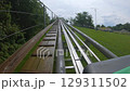 Exciting downhill ride on a summer day at a local amusement park 129311502