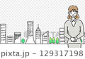 城市景觀與女職員鞠躬的循環動畫 129317198