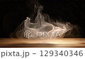 Creative interior concept. Abstract Dark room with slow moving wispy smoke fog surrounding on wooden table background. Template for product presentation. clip mov 4K HD motion	 129340346