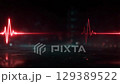 A neon red heartbeat-style pulsing, futuristic cyber love theme. 129389522