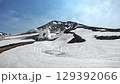 Mount Asahi in the Daisetsuzan Mountains in May, with remaining snow and fumarole (Hokkaido) 129392066