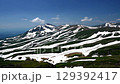 Zebra-patterned snow formations on Mount Hakuun in the Daisetsuzan Mountains 129392417