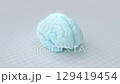 Brain working that shows creative work. Blue reticular lines of light pass-through brain. Use multiple pastel colors for interest. Minimal idea concept. Animation seamless loop. 3D Render. 129419454