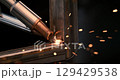 Laser welding machine. Shot on super slow motion camera 1000 fps. Laser welding is shown in close-up 129429538