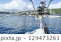 view of front of a yacht in a port in lefkada, greece 129473261