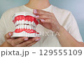 Demonstrating dental model mechanics with handheld mouth replica for educational purposes 129555109