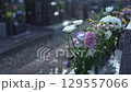 Flowers offered at the grave and the walkway 129557066