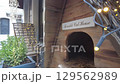 Cute wooden cat house decoration 129562989