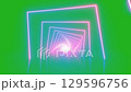 Self spinning of Neon geometric square shapes with bright colors on green screen 129596756