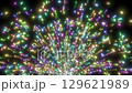 Looping background of sparks like erupting fireworks, rainbow colors 129621989