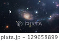 未來主義和令人印象深刻的太空旅行圖像顯示觀眾從太空船的窗戶向前移動 129658899