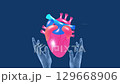 2D animation, stop motion 0 human hands protecting heart cardio healthcare concept 129668906