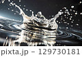 水に雫が水面に落ちる瞬間のシーン 129730181