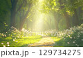 木漏れ日の森の小径 – 花咲く幻想的な散歩道, ループ, シームレス 129734275
