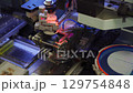 High-tech, robotic equipment for production of LEDs at factory for production of LED lamps, lighting devices. High-precision automated technological process. Installation of components on LED board. 129754848