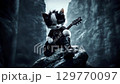 エレキギターを演奏するミュージシャン猫 129770097
