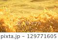 Water Waves Splashing Golden Sunlight Ocean 129771605