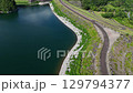 Lake Tanzawa and Miho Dam embankment (aerial view), Yamakita Town, Minamiashigara District, Kanagawa Prefecture, Japan 129794377