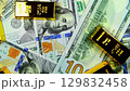 Paper us 100 dollar bill with gold bars, concept of investment and saving, wealth 129832458