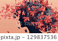 Silhouette with blossoming leaves transitions from side to front view in artistic transformation. Stress awareness day. Mental Health concept 129837536