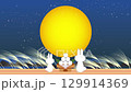 Autumn moon viewing background 129914369